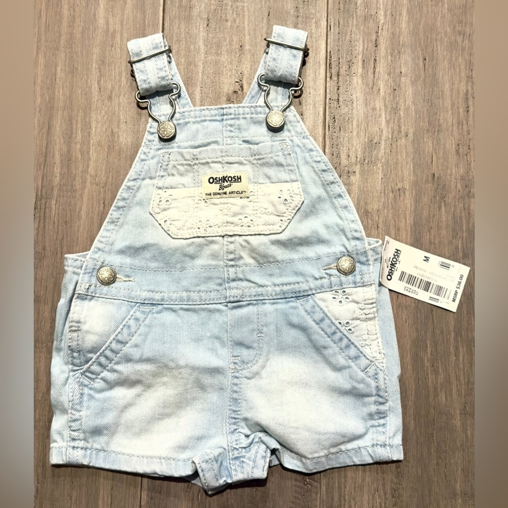 NEW Oshkosh  Baby Shortall Overall Denim 6 month